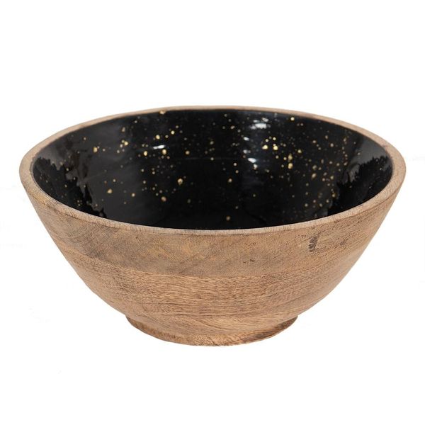 Ciotola Decorativa Clayre & Eef Ø 25X10 Cm Legno Nero Marrone-image