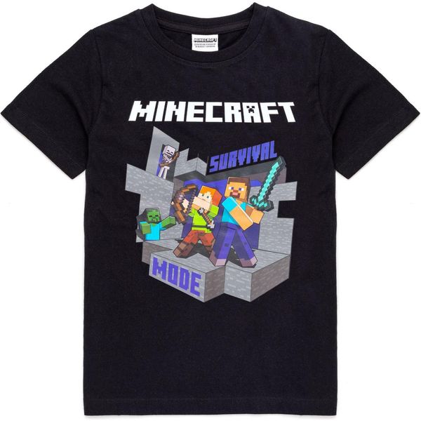 Minecraft - Maglietta "Survival Mode"" Per Bambini NS6780 (158-164) (Nero/Grigio/Bianco)"-image