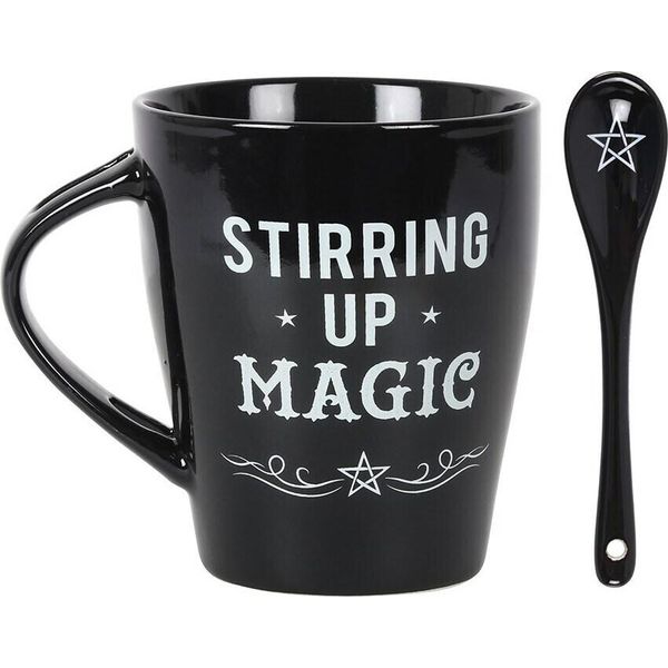 Something Different - Set Di Tazze "Stirring Up Magic"" In Ceramica SD4005 (Taglia Unica) (Nero/Bianco)"-image