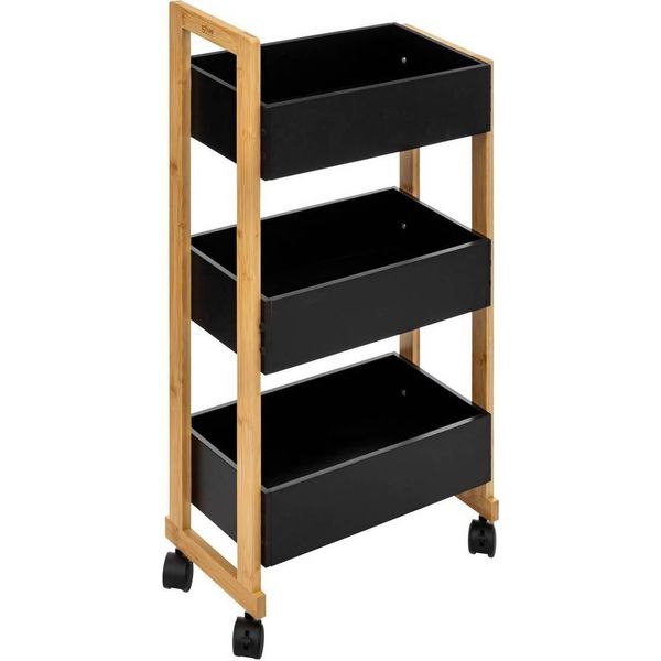 5 Five Simply Smart - Carrello Di Servizio A 3 Livelli Con Rotelle "NaturéO"" Nero Acacia"-image