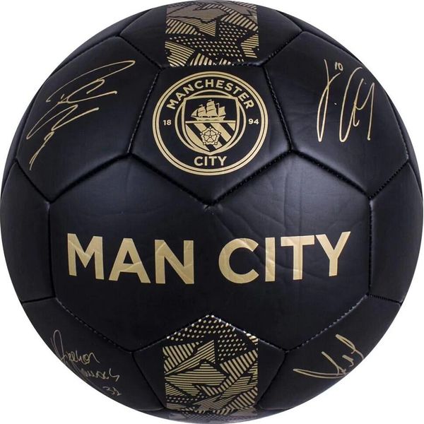 Manchester City Fc - Pallone Da Calcio "Phantom"" Con Firme RD2649 (5) (Nero/Oro)"-image