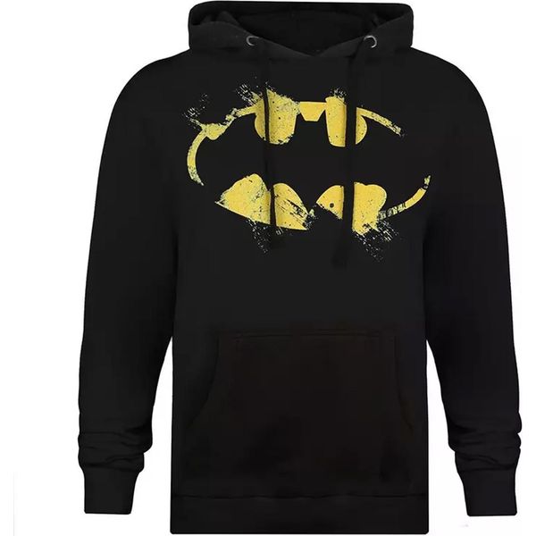 Batman - Felpa Con Cappuccio Logo Da Uomo TV239 (L) (Nero/Giallo)-image