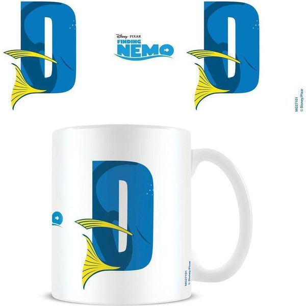 Alla Ricerca Di Nemo - Tazza Da Caffè "D"", Alfabeto PM4703 (Taglia Unica) (Bianco/Blu)"-image