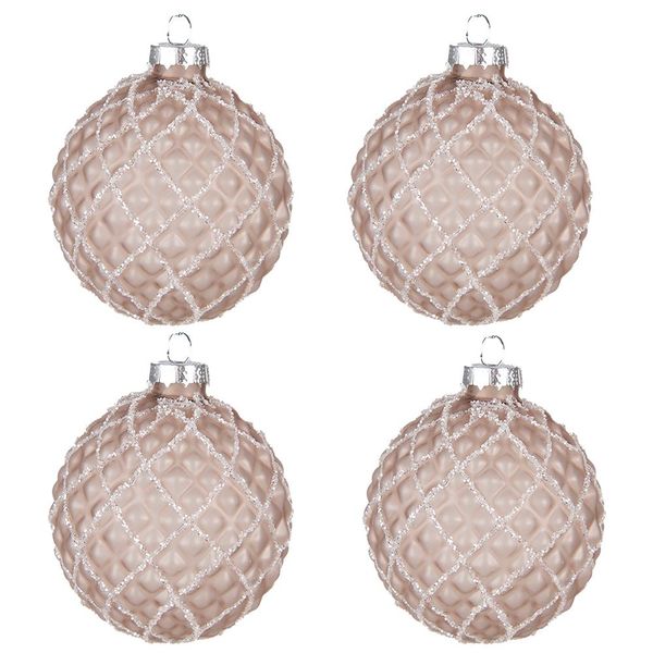Set Di 4 Gocce Natalizie Clayre & Eef Ø 8 Cm In Vetro Marrone-image