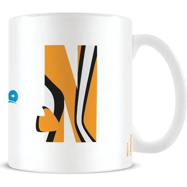 Alla Ricerca Di Nemo - Tazza Da Caffè "N"", Alfabeto PM4776 (Taglia Unica) (Bianco/Arancio)"-image