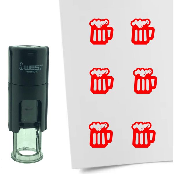 Timbro Combicraft Birra Rotondo Da 10 Mm - Inchiostro Rosso-image