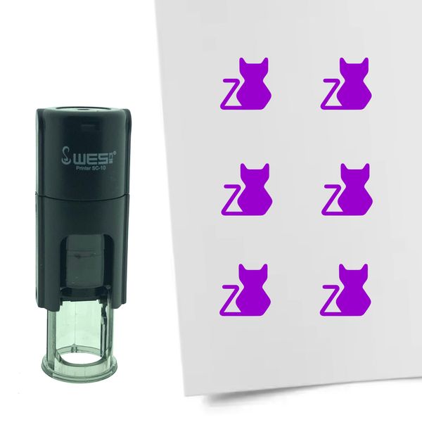 Timbro Combicraft Cat Rotondo Da 10 Mm - Inchiostro Viola-image
