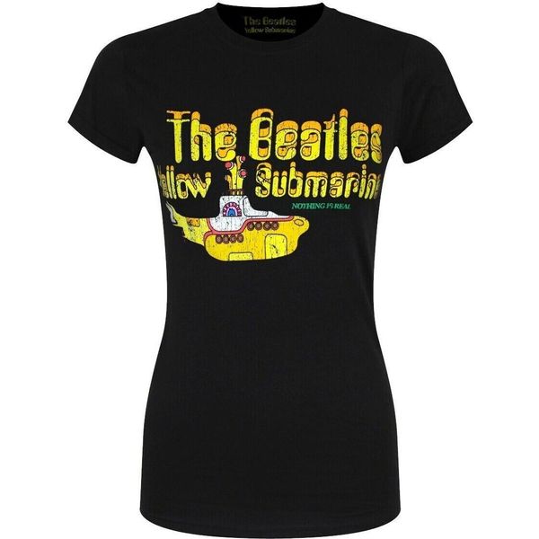 The Beatles - Maglietta "Yellow Submarine Nothing Is Real"" Da Donna RO603 (Xl) (Nero)"-image