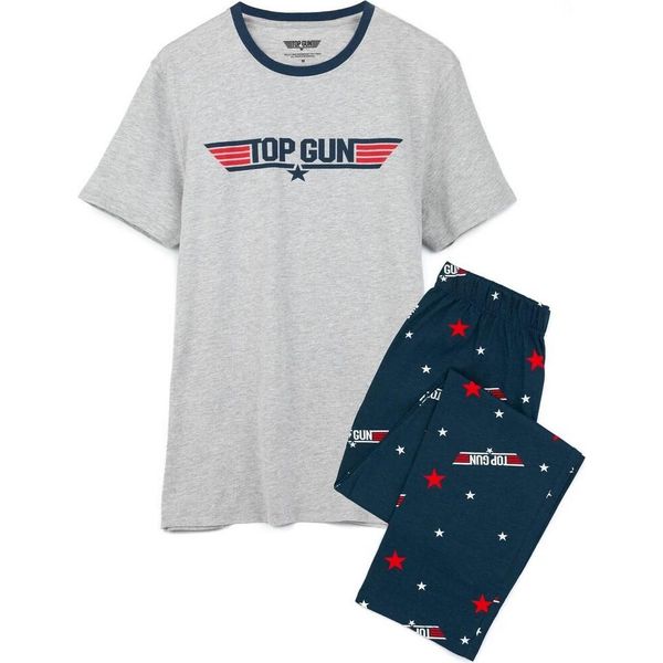 Top Gun - Pigiama Con Pantaloni Lunghi Da Uomo NS6890 (S) (Grigio/Blu)-image