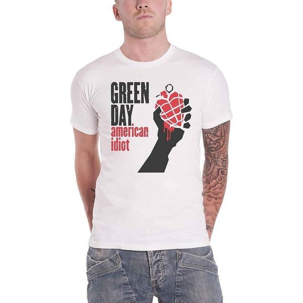 Green Day - Maglietta "American Idiot"" Da Uomo/Donna Unisex RO600 (Xs) (Bianco)"-image
