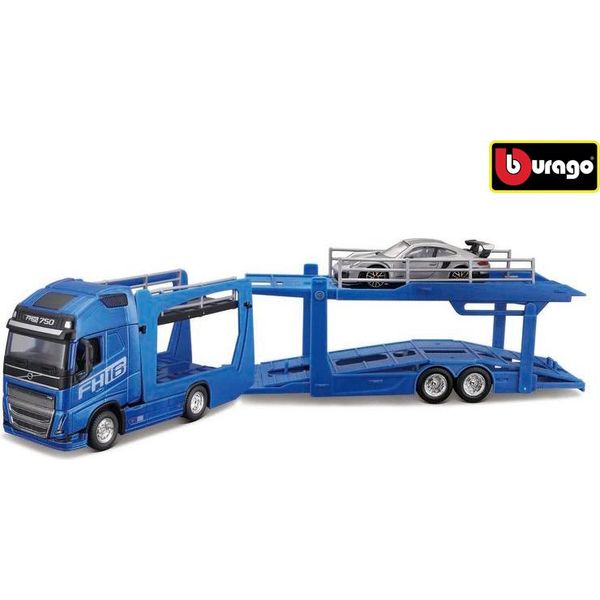 Bburago 1:43 Str Fire Vettore Multicar - Volvo FH16 Con/Porsche 911 GT2 Rs-image