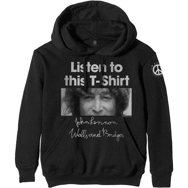 John Lennon - Felpa Con Cappuccio "Listen To This"" Per Uomo/Donna Unisex RO1795 (S) (Nero)"-image