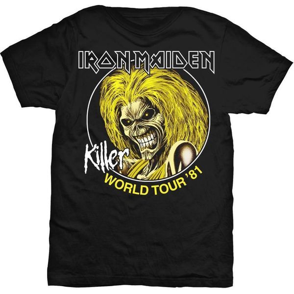 Iron Maiden - Maglietta "Killer World Tour 81"" Per Uomo/Donna Unisex RO2243 (L) (Nero)"-image