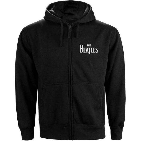 The Beatles - Felpa Con Cappuccio A Zip Intera Per Uomo/Donna Unisex RO288 (M) (Nero)-image