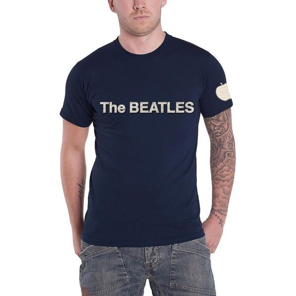 The Beatles - Maglietta Logo Per Uomo/Donna Unisex RO725 (L) (Blu Navy)-image