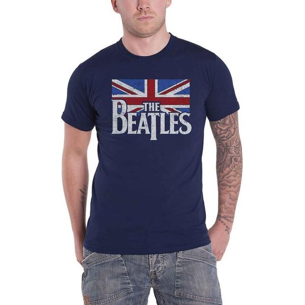 The Beatles - Maglietta Logo Per Uomo/Donna Unisex RO1633 (L) (Blu Navy)-image
