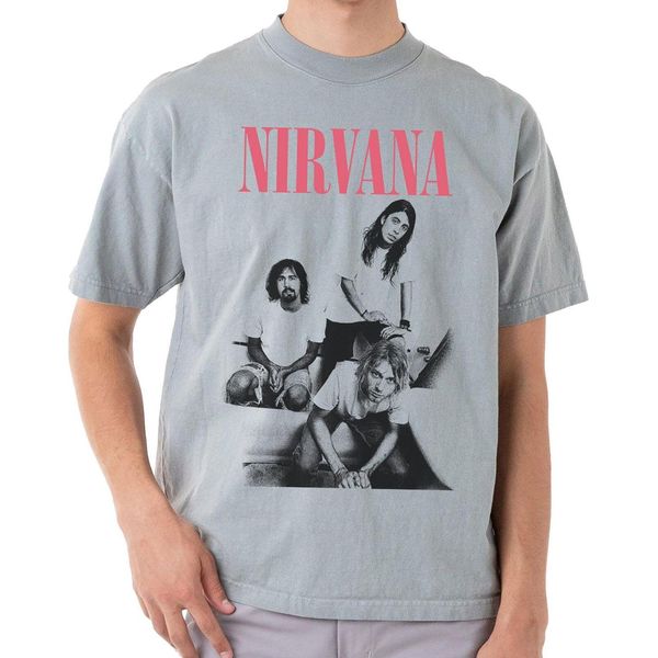 Nirvana - Maglietta "Bathroom"" Per Uomo/Donna Unisex RO358 (L) (Grigio)"-image