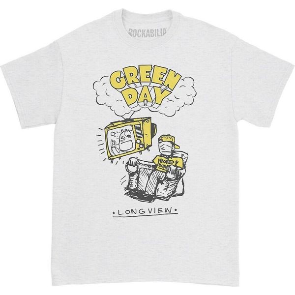 Green Day - Maglietta "Longview Doodle"" Per Uomo/Donna Unisex RO1218 (Xl) (Bianco)"-image