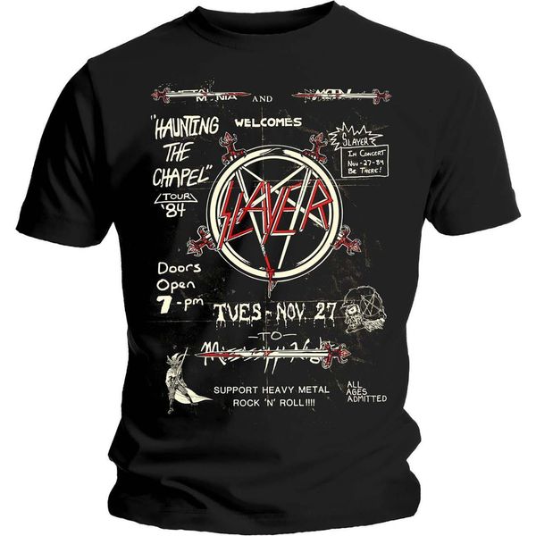 Slayer - Maglietta "Haunting 84 Flier"" Per Uomo/Donna Unisex RO1479 (S) (Nero)"-image
