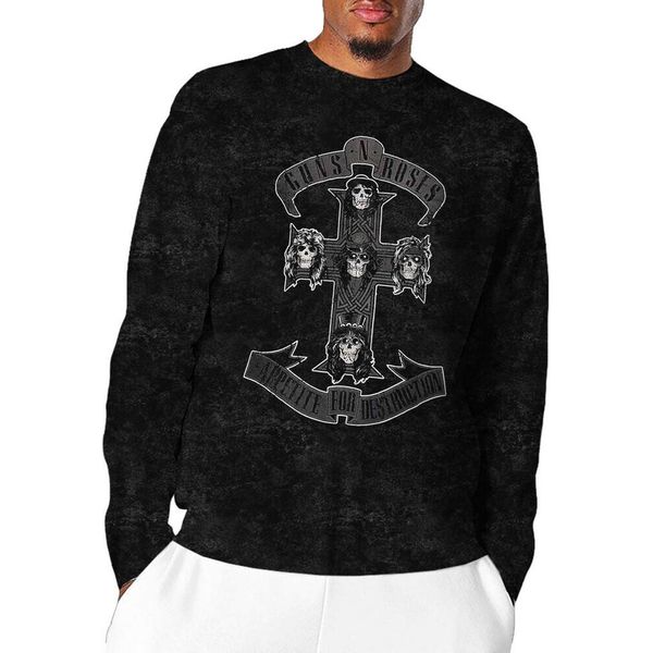 Guns N Roses - Maglietta Uomo/Donna Unisex Manica Lunga RO4342 (L) (Nero/Bianco)-image