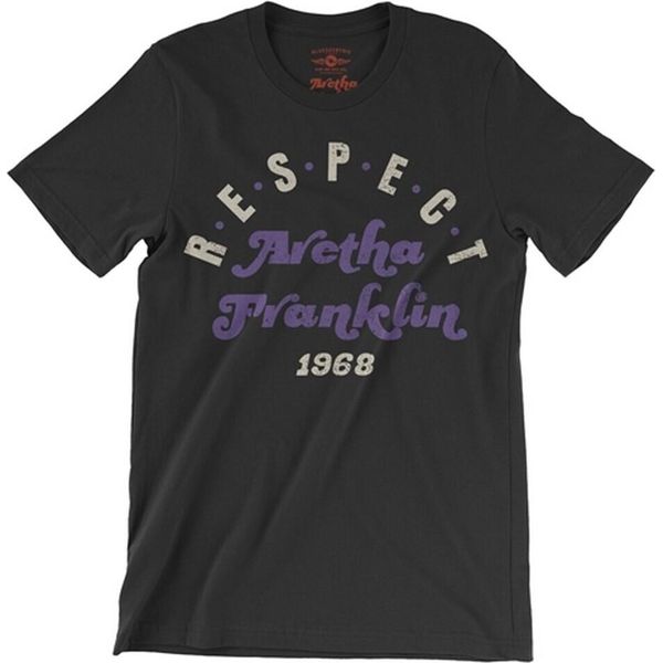 Aretha Franklin - Maglietta "Respect"" Per Uomo/Donna Unisex RO4524 (S) (Nero)"-image