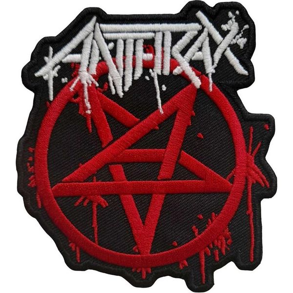 Anthrax - Pentagramma - Iron-On Patch Logo RO3922 (Taglia Unica) (Rosso/Nero/Bianco)-image