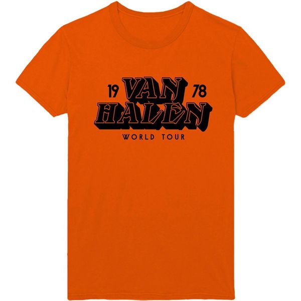 Van Halen - Maglietta "World Tour '78"" Per Uomo/Donna Unisex RO2048 (S) (Arancione)"-image