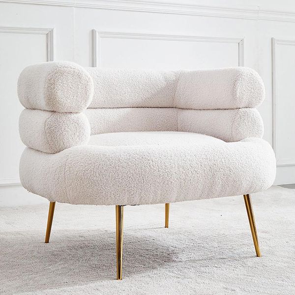 Divano Reclinabile Poltrona Bouclé Poltrona Imbottita Poltrona Lounge Poltrona Di Design Poltrona Accogliente Divano Retrò Bianco【Sf43-Bianco】-image