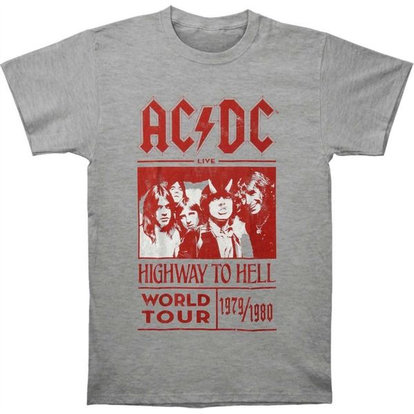 Ac/Dc - Maglietta "Highway To Hell World Tour 1979/1980"" Per Bambini/Donne Unisex RO456 (Xxl) (Grau)"-image