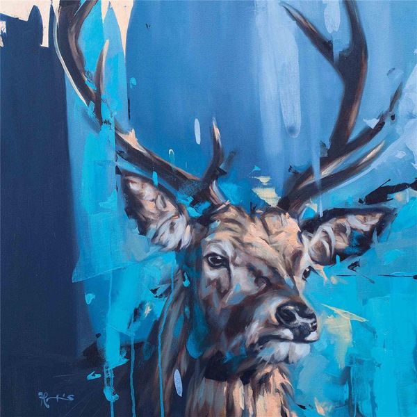 Frank Pretorius - Stampa Su Tela Con Cornice "Curiosity"" PM6273 (85 Cm X 85 Cm) (Blu/Marrone)"-image