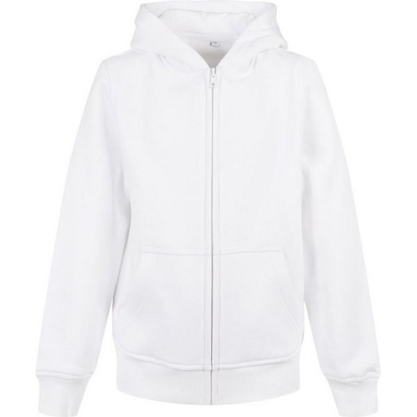 Build Your Brand - Felpa Con Cappuccio "Basic"" Con Zip A Tutta Lunghezza Per Bambini RW8949 (140) (Bianco)"-image