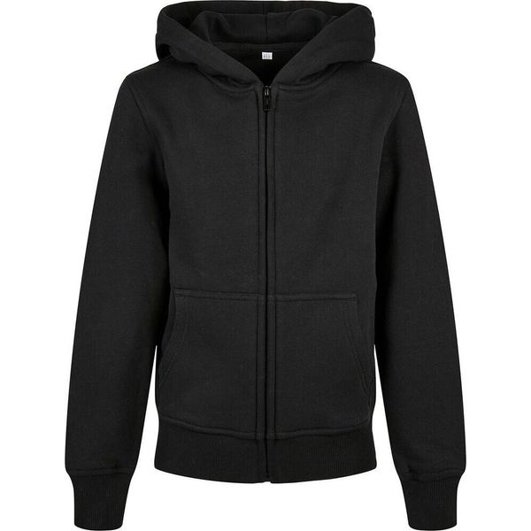 Build Your Brand - Felpa Con Cappuccio "Basic"" Con Zip A Tutta Lunghezza Per Bambini RW8949 (158-164) (Nero)"-image