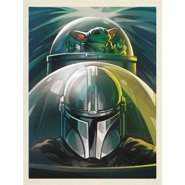 Star Wars: The Mandalorian - Stampa Su Tela Con Cornice "N-1 Starfighter"" PM6013 (80 Cm X 60 Cm) (Argento/Verde)"-image