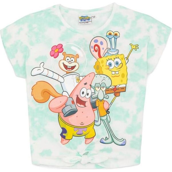 Spongebob Squarepants - Top Legato Sul Davanti Per Bambina NS6907 (140) (Bianco/Blu)-image