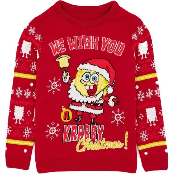 Spongebob Squarepants - Maglione Per Bambini - Design Natalizio NS6922 (140) (Rosso)-image