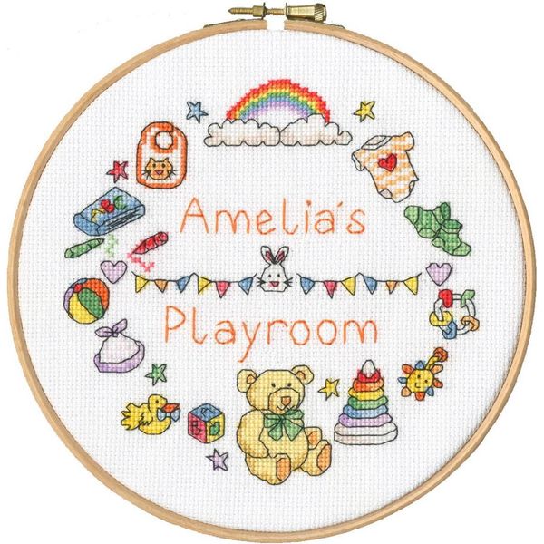Fuori Produzione Set Per Punto Croce Bothy Threads Con Telaio Da Ricamo "La Mia Stanza Dei Giochi"", Schema Di Conteggio, XHS15, Diam. 17,5 Cm"-image