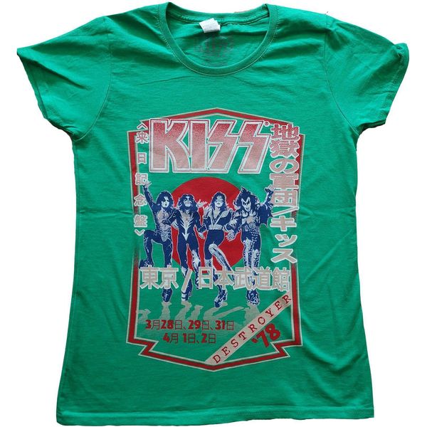 Kiss - Maglietta "Destroyer Tour 78"" Da Donna RO2826 (M) (Verde)"-image