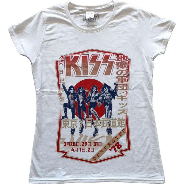Kiss - Maglietta "Destroyer Tour 78"" Donna RO2826 (Xxl) (Bianco)"-image
