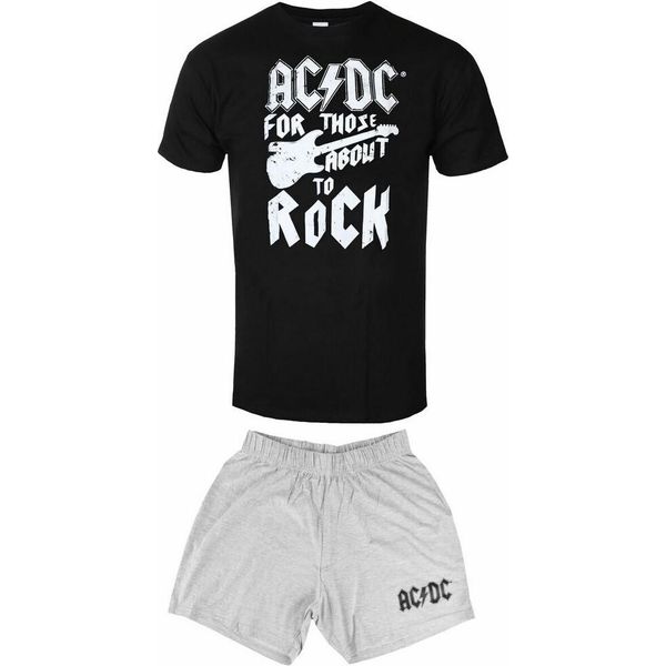 Ac/Dc - Pigiama Con Pantaloncini "For Those About To Rock"" Per Uomo/Donna Unisex RO2948 (M) (Nero/Grigio)"-image