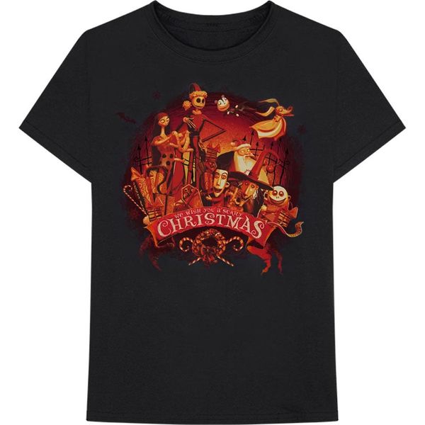 Nightmare Before Christmas - Maglietta "We Wish You A Scary Christmas"" Per Bambini/Donne Unisex RO3166 (S) (Schwarz)"-image