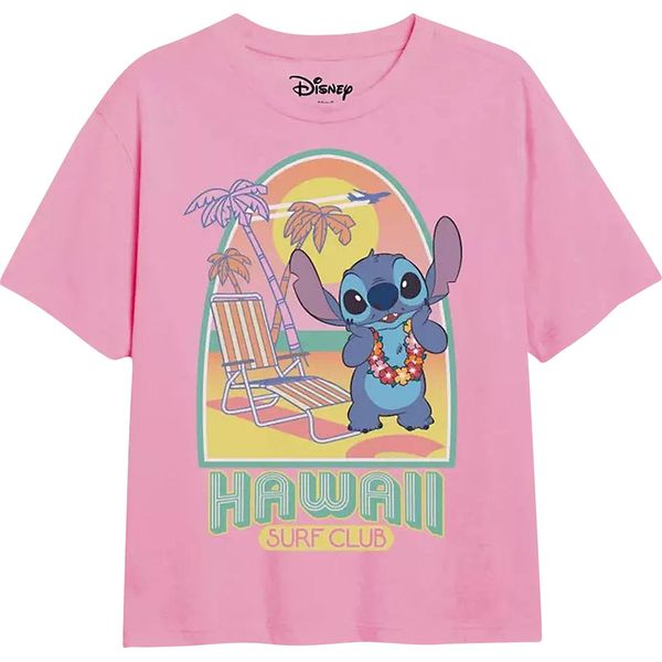 Lilo & Stitch - Maglietta "Surf Club"" Per Bambina TV1942 (128) (Rosa Chiaro)"-image