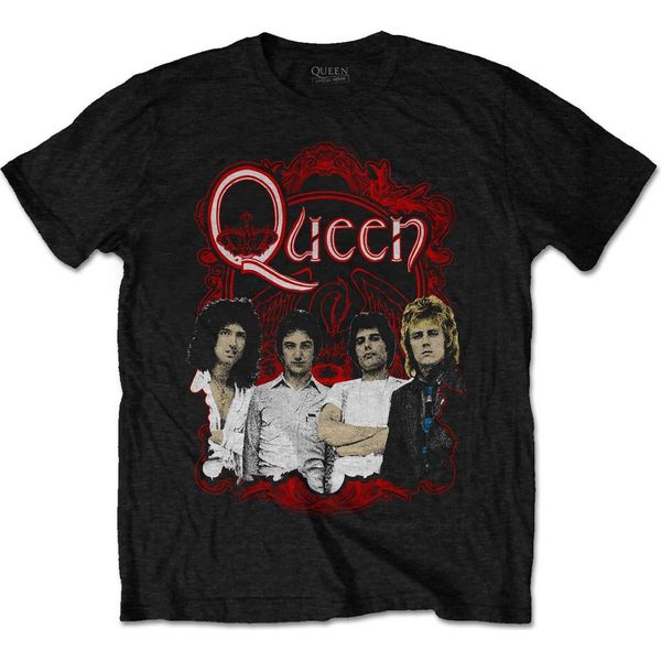 Queen - Maglietta "Ornate Crest Photo"" Per Uomo/Donna Unisex RO3854 (M) (Nero)"-image