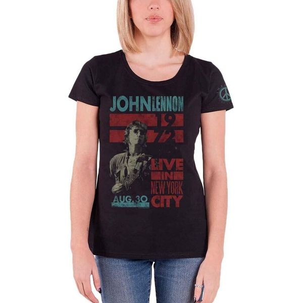 Maglietta John Lennon - "Live In New York City"" Da Donna RO3053 (L) (Nero)"-image