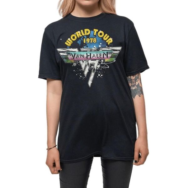 Van Halen - Maglietta "World Tour '78"" Per Uomo/Donna Unisex RO3687 (S) (Nero)"-image