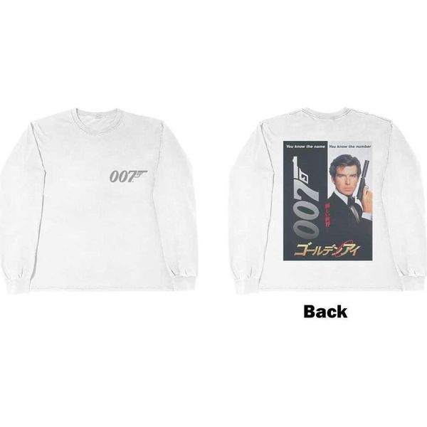James Bond - Maglietta "Goldeneye"" Per Uomo/Donna Unisex Manica Lunga RO4007 (L) (Bianco)"-image