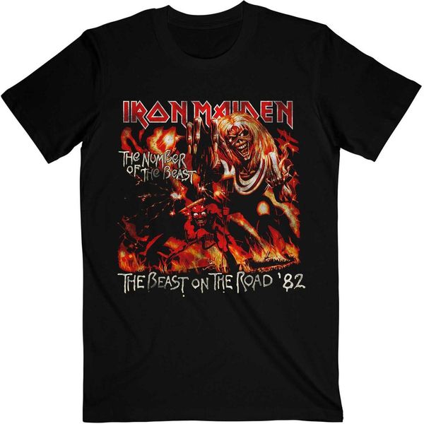 Iron Maiden - Maglietta "Number Of The Beast On The Road"" Per Uomo/Donna Unisex RO4590 (L) (Nero)"-image