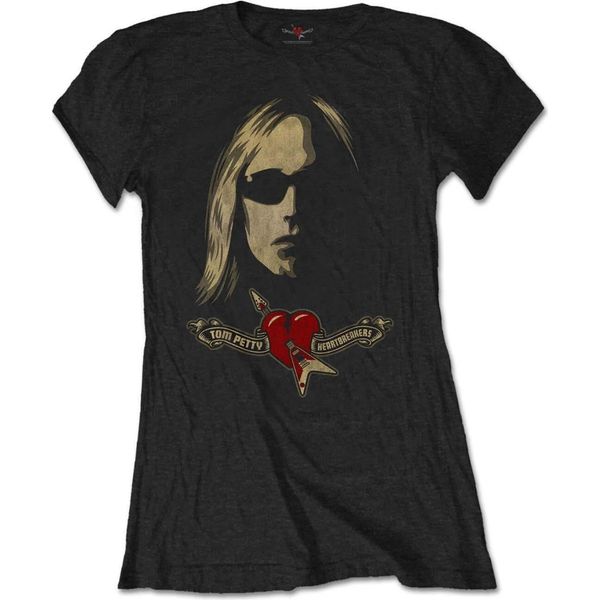 Tom Petty & The Heartbreakers - Maglietta Logo Da Donna RO4733 (S) (Nero)-image