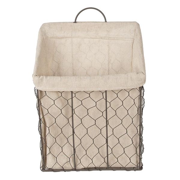 Cesto Portaoggetti Clayre & Eef 23X9X37 Cm Marrone Beige Ferro-image