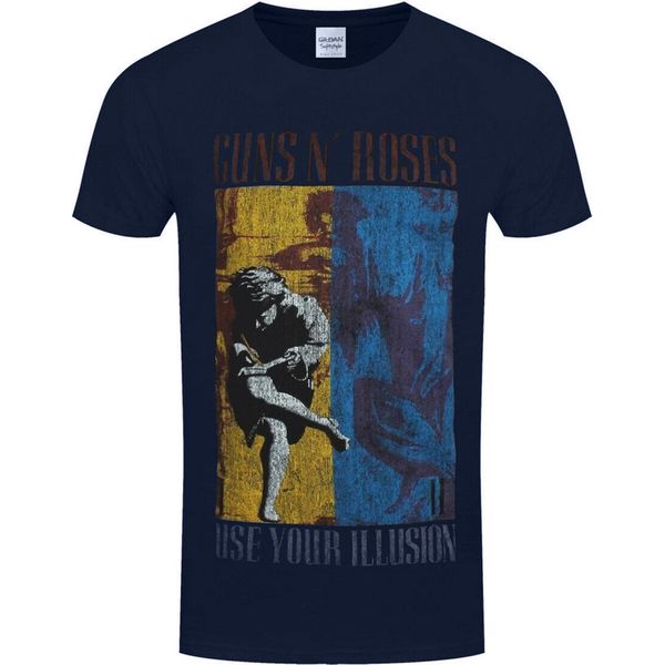 Guns N Roses - Maglietta "Use Your Illusion"" Per Uomo/Donna Unisex RO450 (L) (Blu Navy)"-image