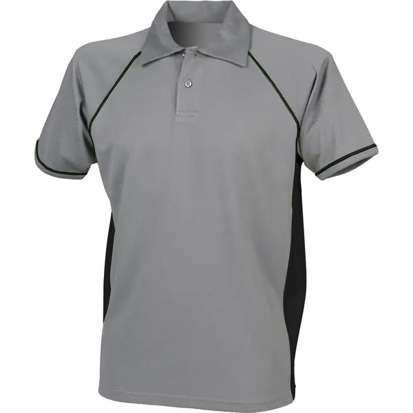 Polo Sportiva Finden & Hales Da Uomo, Manica Corta RW427 (2XL) (Grigio Metallizzato/Nero)-image
